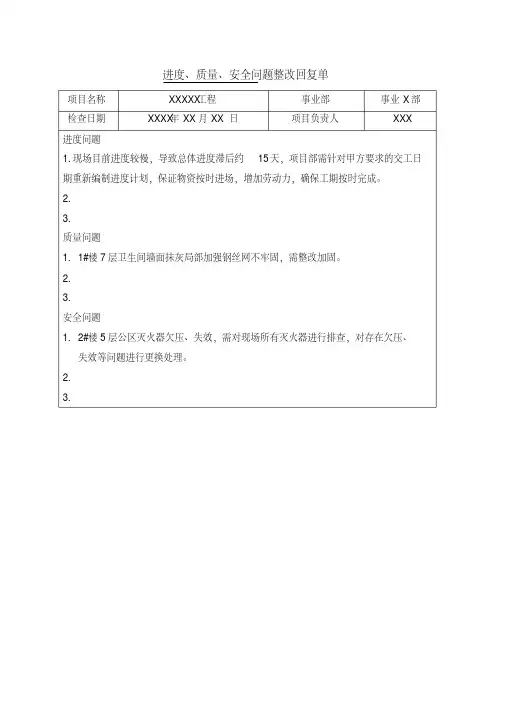 (完整版)整改回复模板