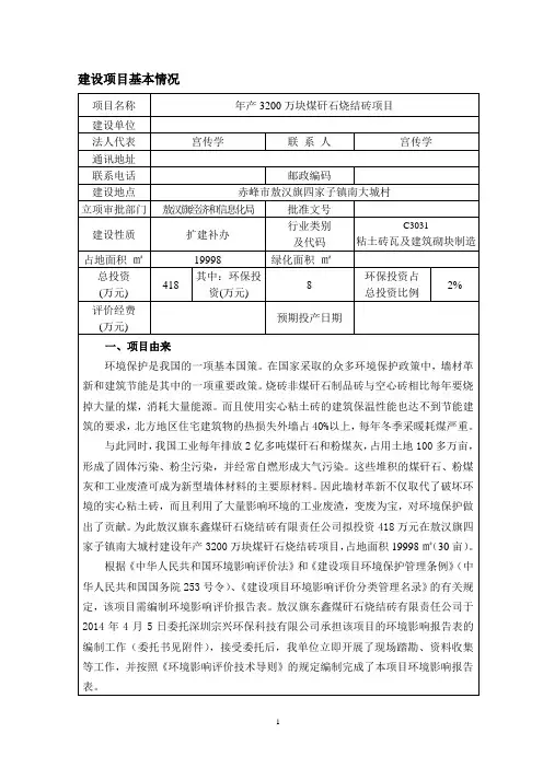 煤矸石烧结砖建设项目环评报告表