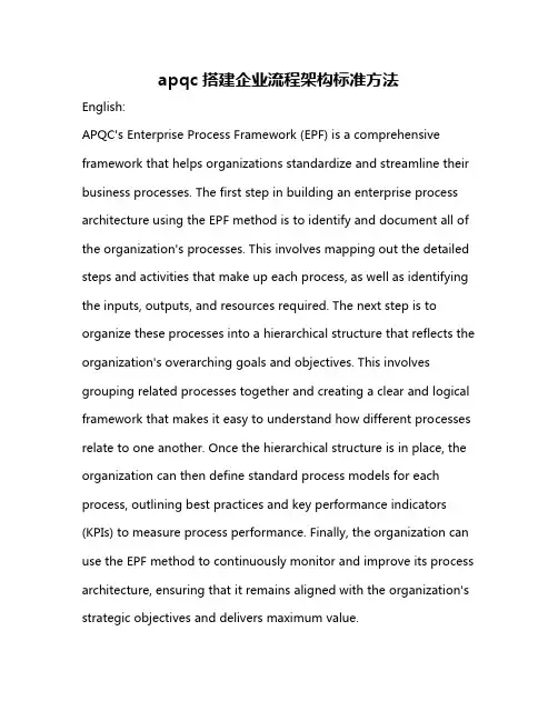 apqc搭建企业流程架构标准方法