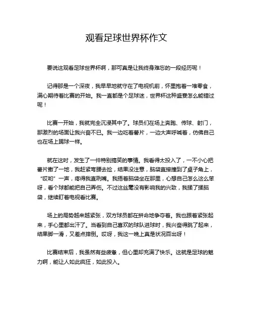 观看足球世界杯作文