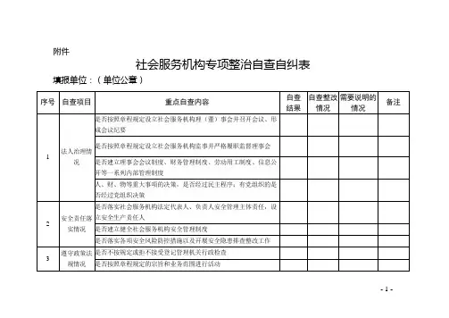 社会服务机构专项整治自查自纠表【模板】