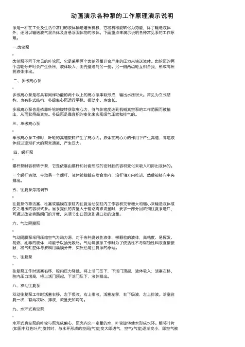 动画演示各种泵的工作原理演示说明