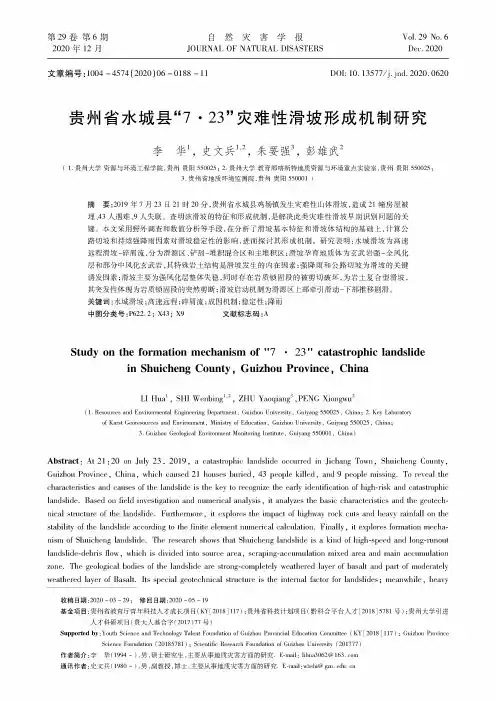 贵州省水城县“7·23”灾难性滑坡形成机制研究