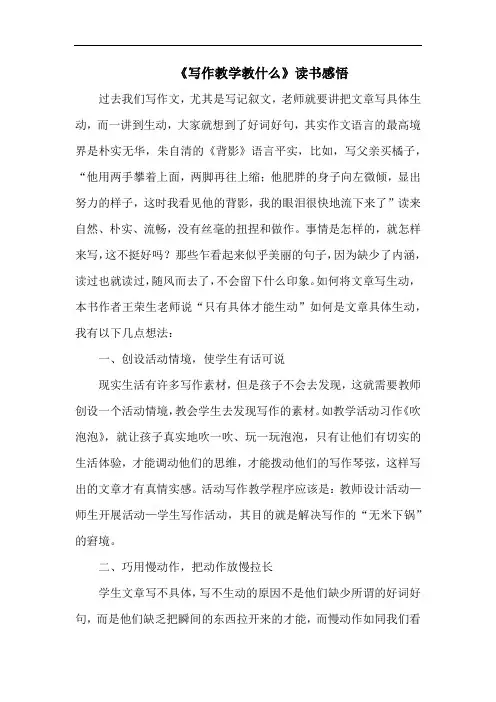 2022《写作教学教什么》读书感悟