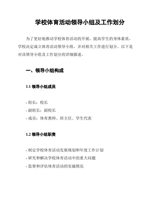 学校体育活动领导小组及工作划分