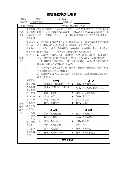 大班上主题课程审议  第三主题-—丰收的季节2