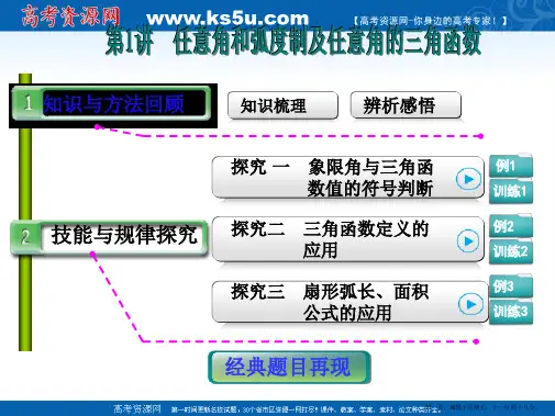 2015年高考数学第一轮复习课件：3.1任意角和弧度制及任意角的三角函数