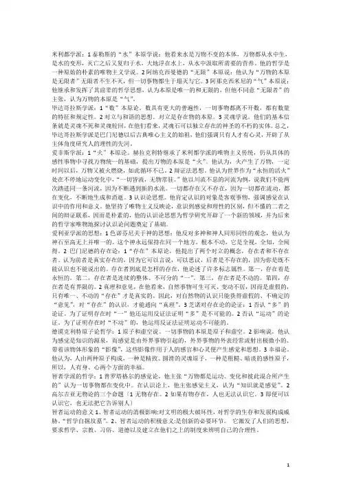 西方哲学史复习重点