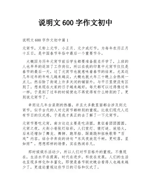 说明文600字作文初中