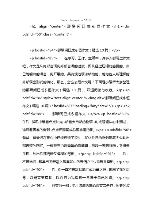 那瞬间已成永恒作文