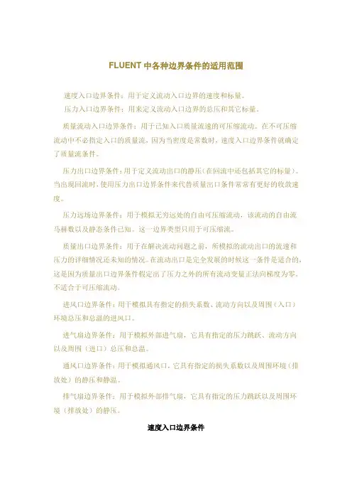 FLUENT软件中边界条件