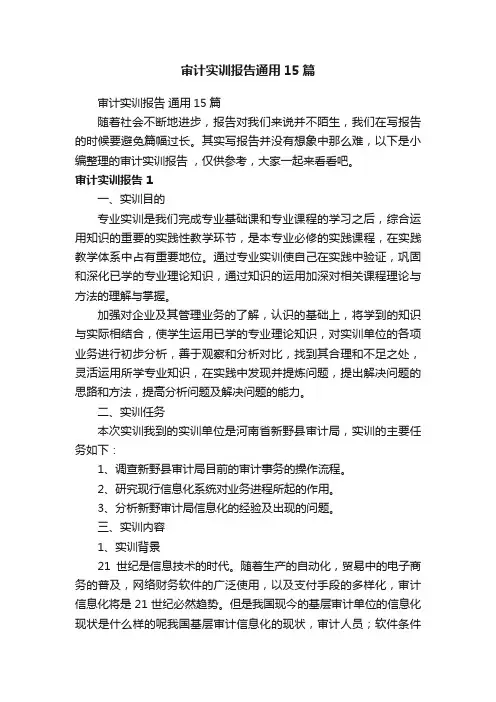 审计实训报告通用15篇