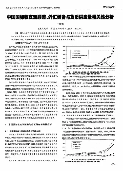 中国国际收支双顺差、外汇储备与货币供应量相关性分析
