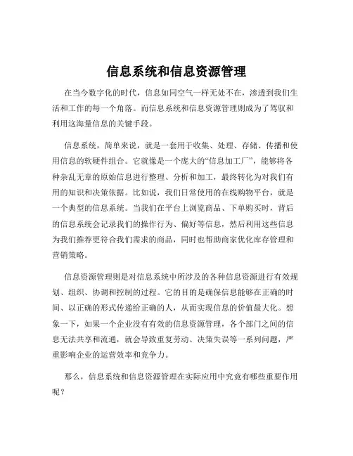 信息系统和信息资源管理