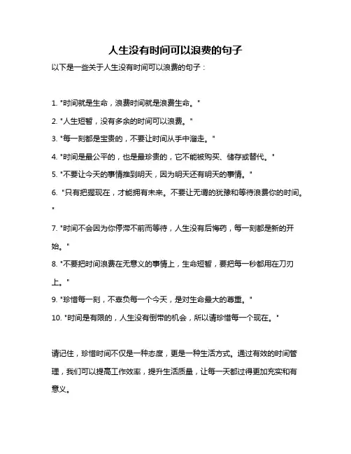 人生没有时间可以浪费的句子