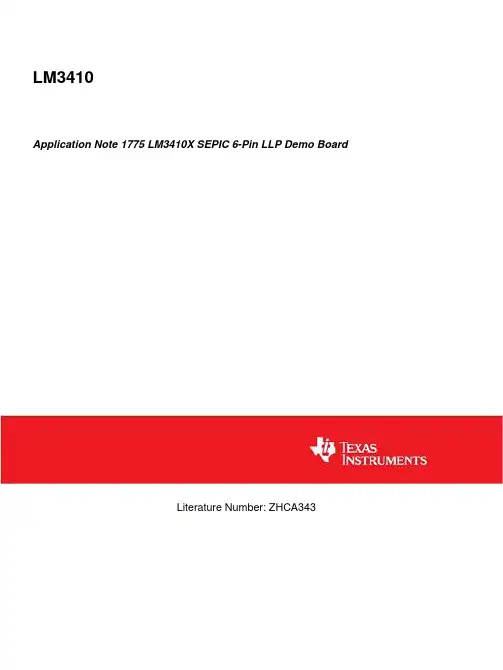 LM3410X SEPIC 6-Pin LLP演示板说明书