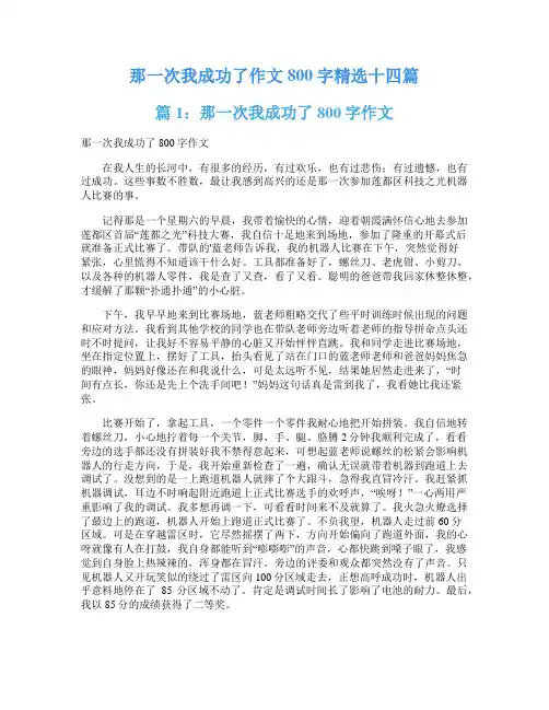 那一次我成功了作文800字精选十四篇
