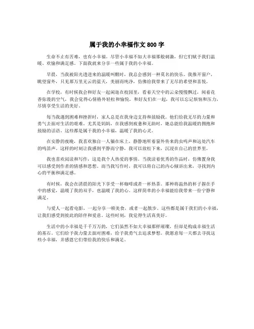 属于我的小幸福作文800字