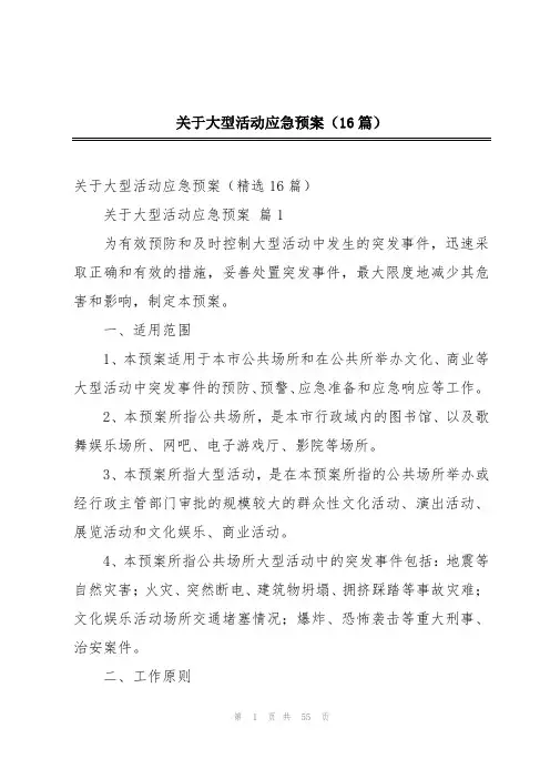 关于大型活动应急预案(16篇)