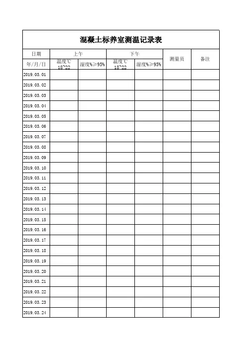 混凝土标养室测温记录表