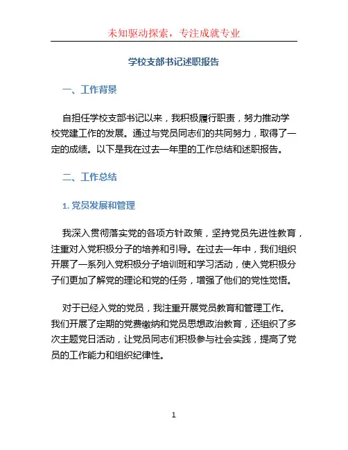 学校支部书记述职报告