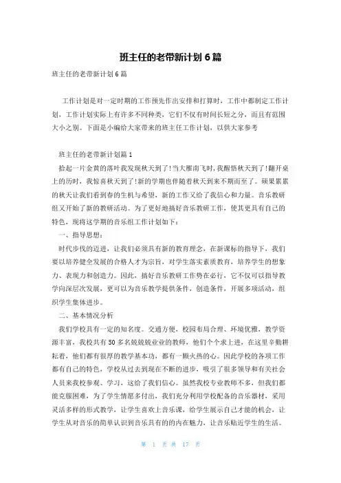 班主任的老带新计划6篇