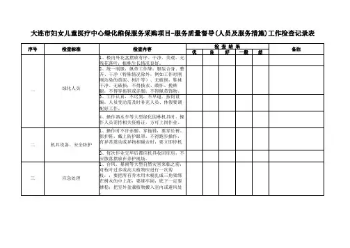 绿化养护日常检查工作记录