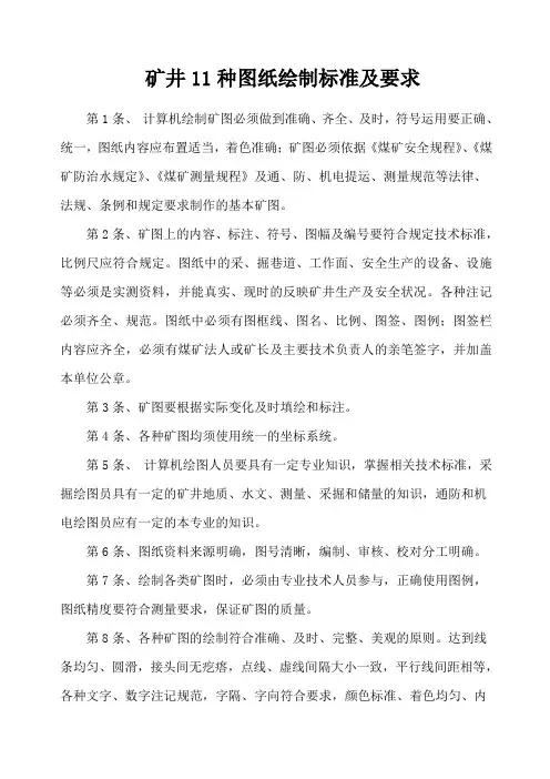 煤矿图纸绘制标准及要求