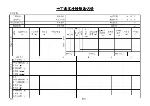 土工击实检验原始记录