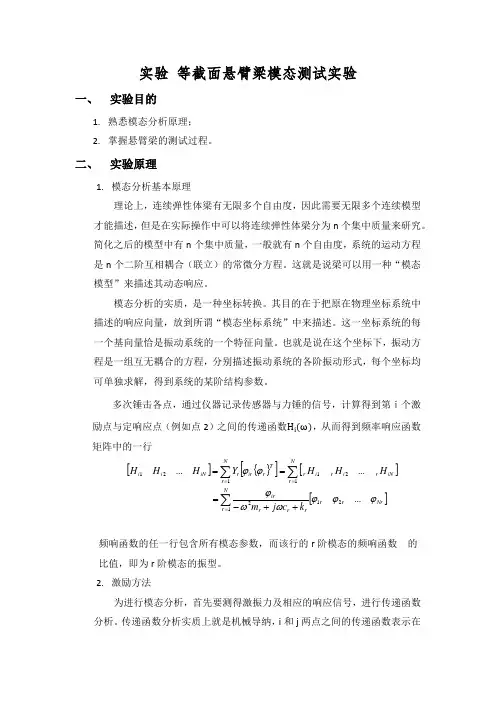 悬臂梁的振动模态实验报告