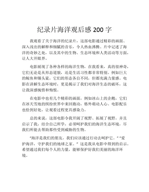 纪录片海洋观后感200字