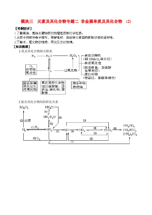 山东省聊城四中高三化学二轮复习 模块三专题三 非金属及其化合物学案