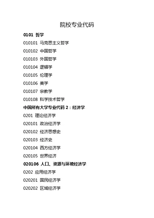 院校专业代码