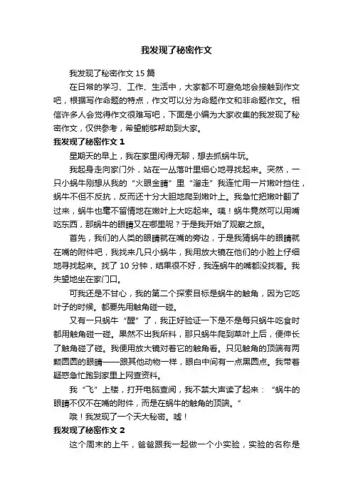 我发现了秘密作文