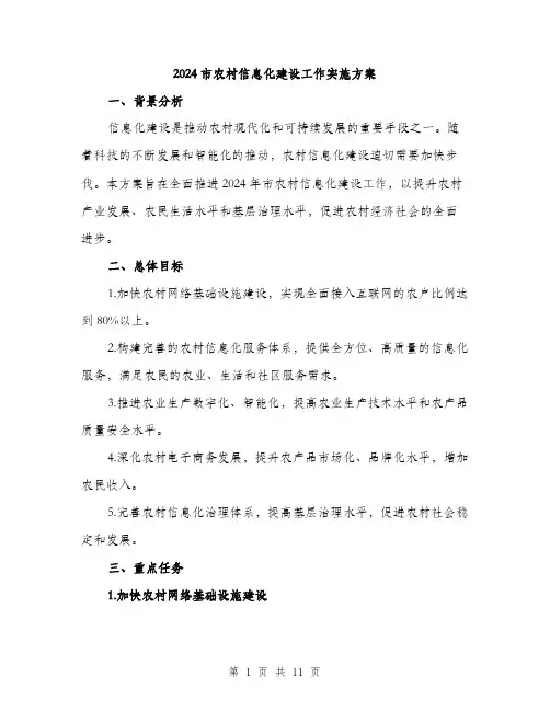 2024市农村信息化建设工作实施方案(2篇)