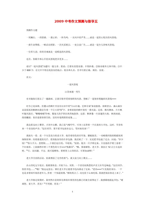 2009中考作文预测与指导五