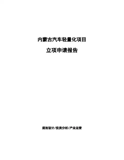 内蒙古汽车轻量化项目立项申请报告