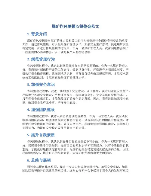 煤矿作风整顿心得体会范文