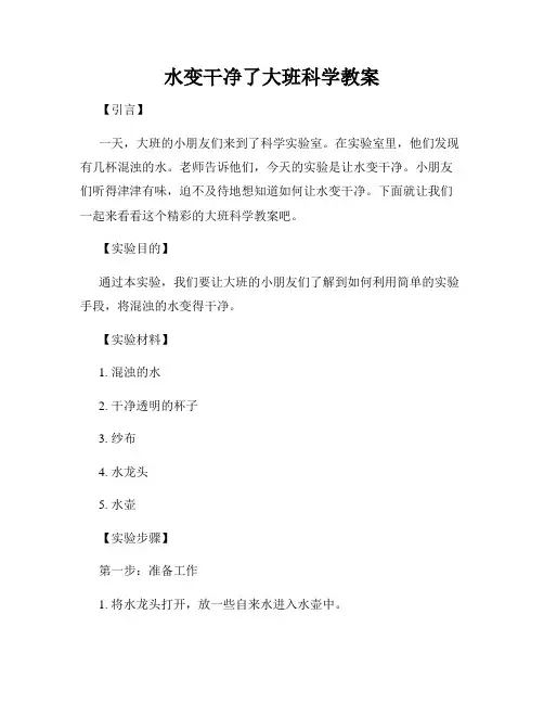 水变干净了大班科学教案