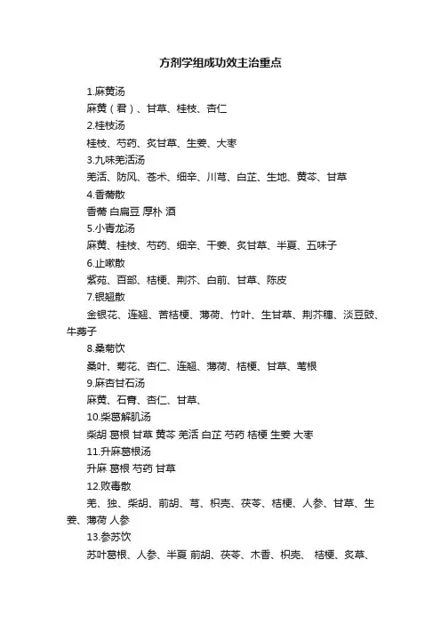 方剂学组成功效主治重点