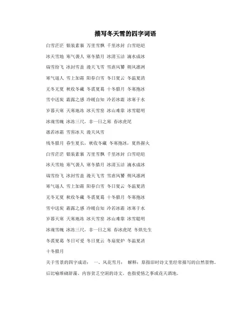 描写冬天雪的四字词语