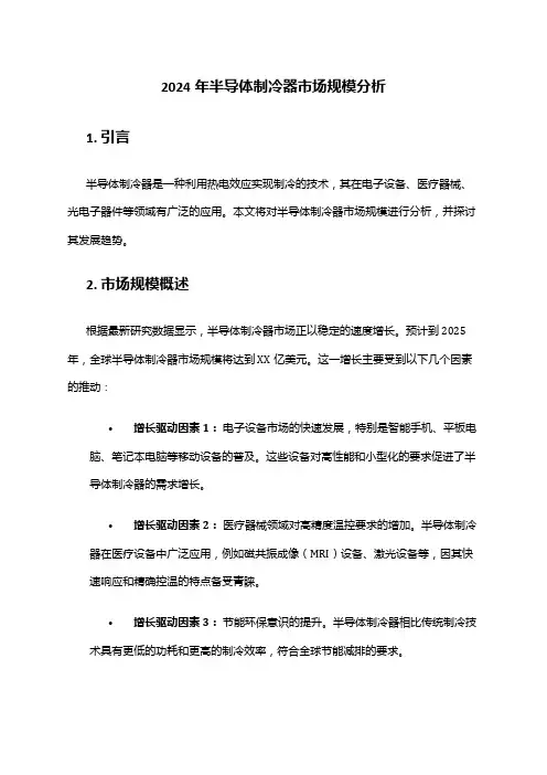 2024年半导体制冷器市场规模分析