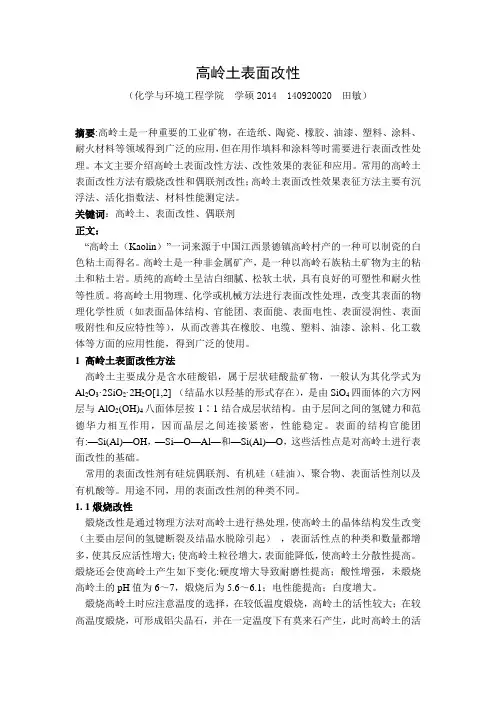 高岭土的表面改性