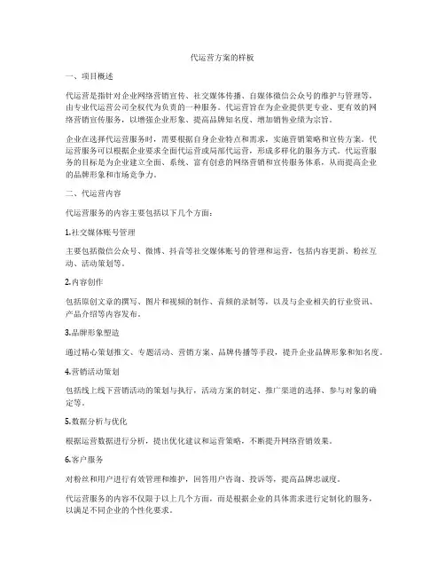 代运营方案的样板