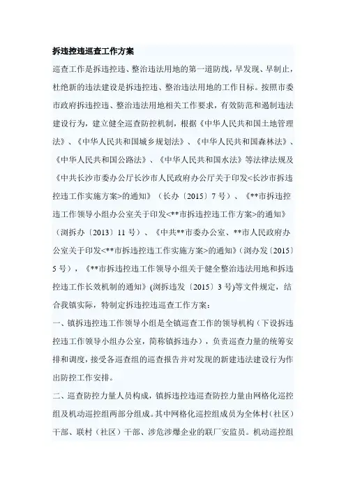 拆违控违巡查工作方案