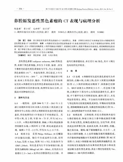 鼻腔原发恶性黑色素瘤的CT表现与病理分析