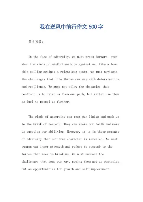 我在逆风中前行作文600字