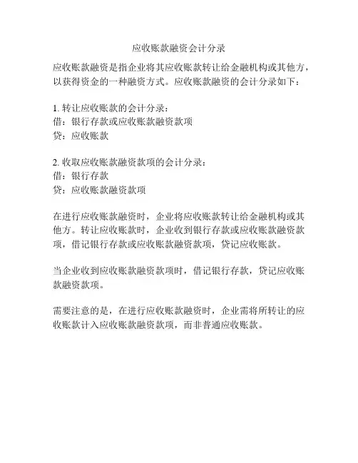 应收账款融资会计分录