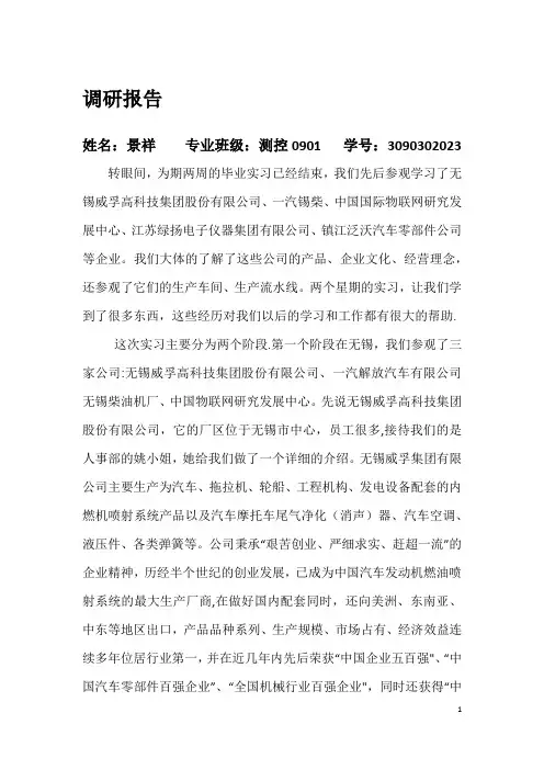 江苏大学实习报告【范本模板】