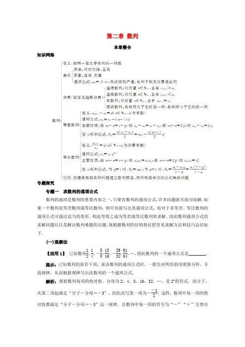 高中数学 第二章 数列本章整合学案 新人教B版必修5-新人教B版高二必修5数学学案